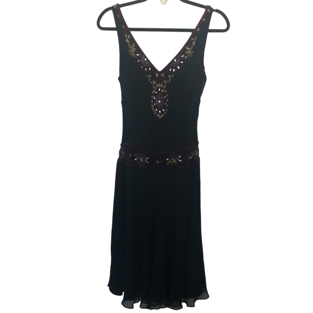 Vintage Vera Crutuna beaded V-neckline mini Dress